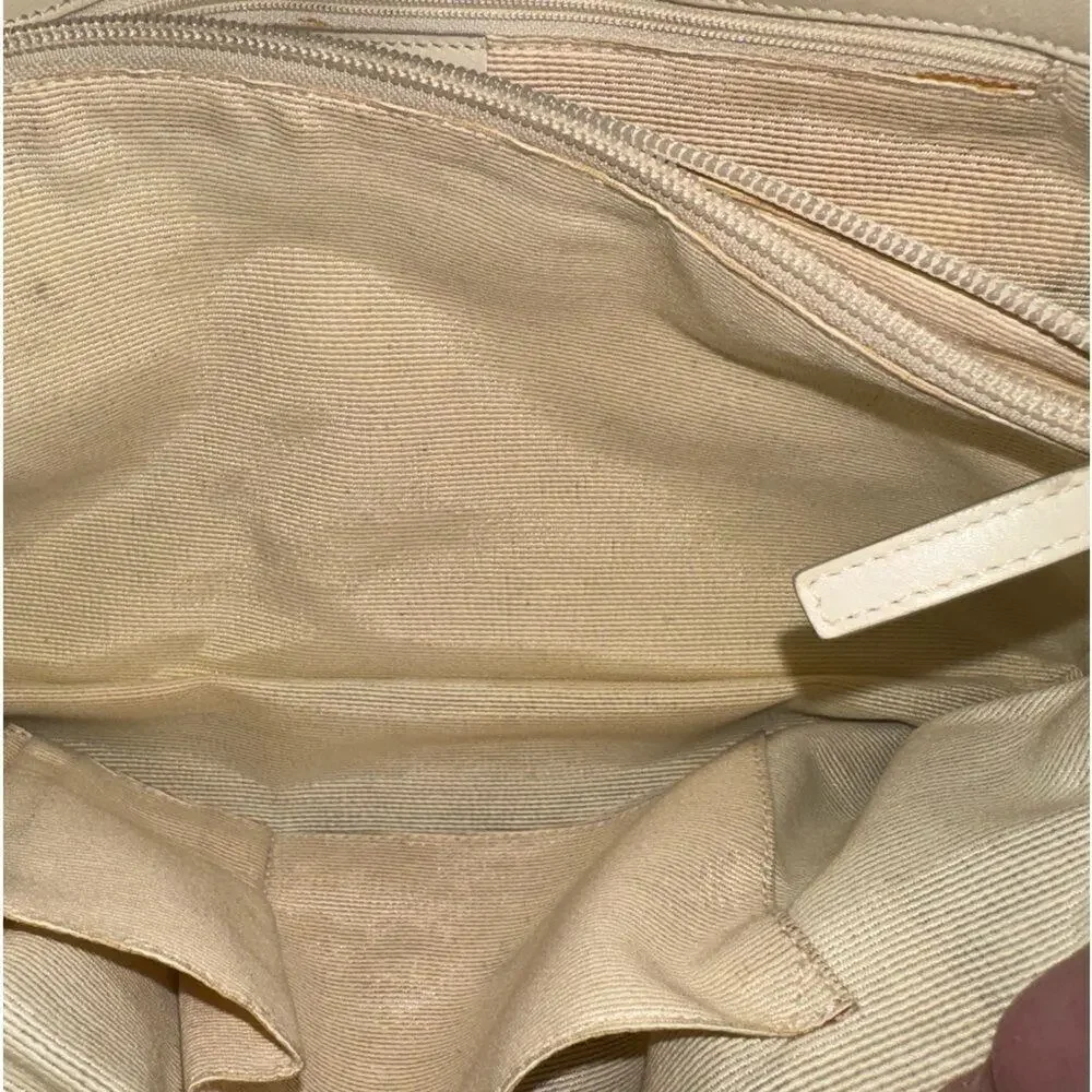 Ferragamo White Leather & Pink Gancini Satchel, Vintage